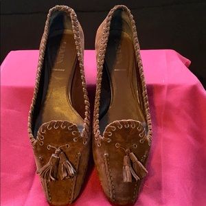 Prada Brown Suede Square-Toe Pumps